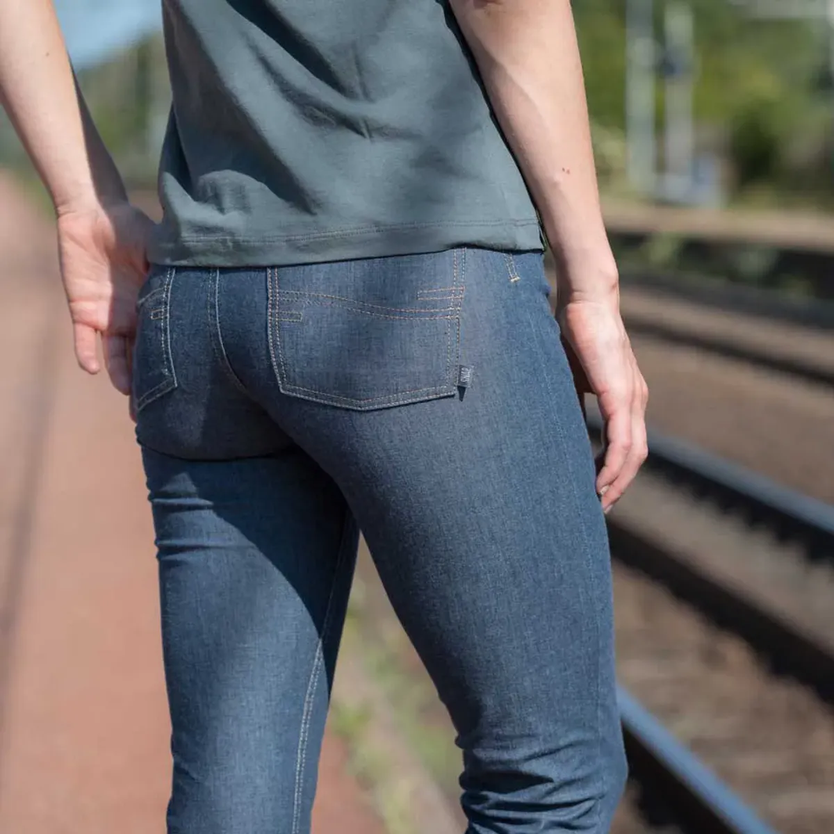 Snap W Skinny Jean Pants blue denim