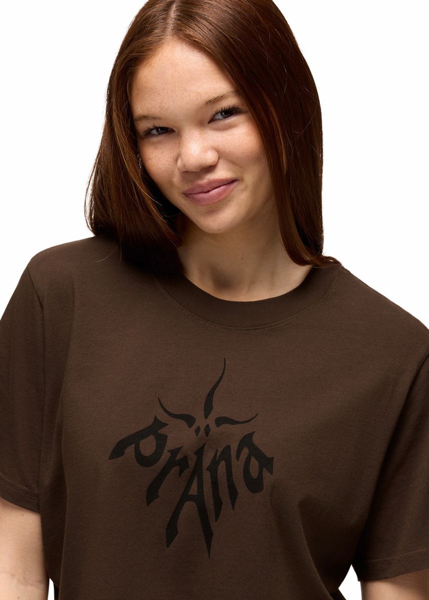 PrAna W's Heritage Graphic Crop Tee dark roast