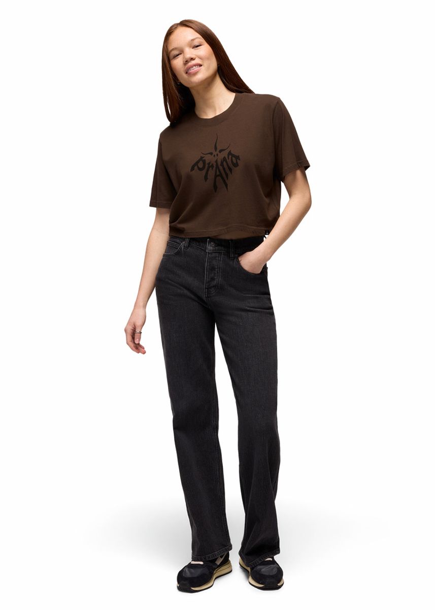 PrAna W's Heritage Graphic Crop Tee dark roast